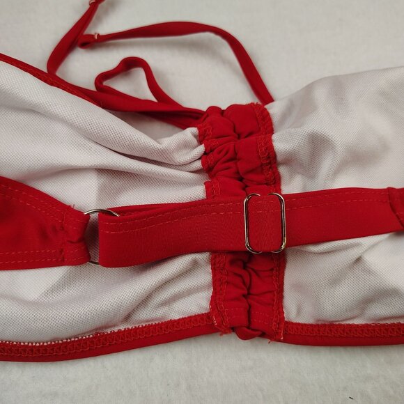 Red Strapless Cinched Cheeky Bikini Sz Large - Picture 3 of 9